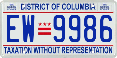 DC license plate EW9986