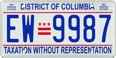 DC license plate EW9987
