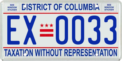 DC license plate EX0033