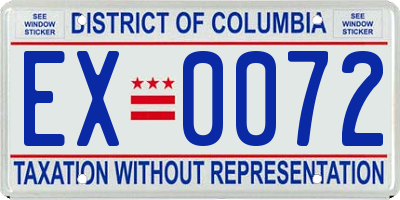 DC license plate EX0072