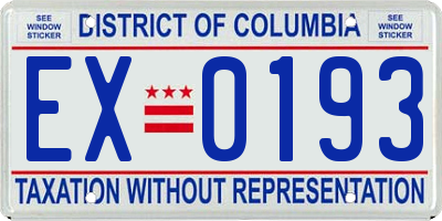 DC license plate EX0193