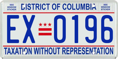 DC license plate EX0196