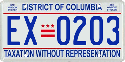 DC license plate EX0203