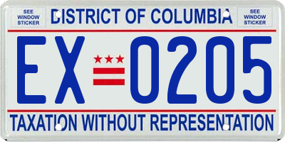 DC license plate EX0205