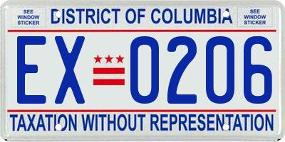 DC license plate EX0206