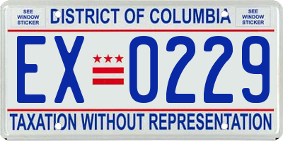 DC license plate EX0229