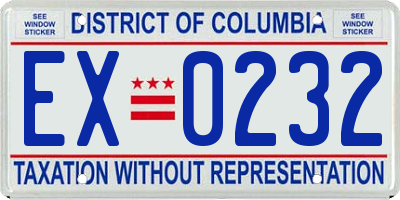 DC license plate EX0232