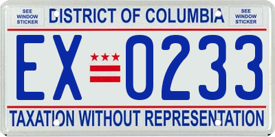 DC license plate EX0233