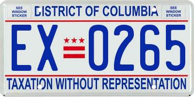 DC license plate EX0265