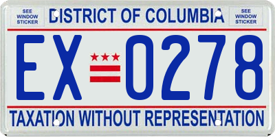 DC license plate EX0278