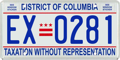 DC license plate EX0281