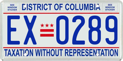 DC license plate EX0289