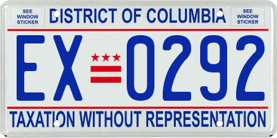 DC license plate EX0292