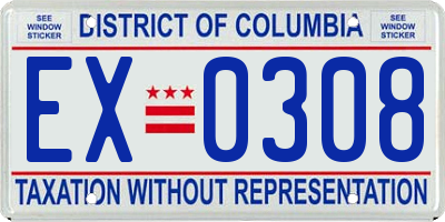 DC license plate EX0308