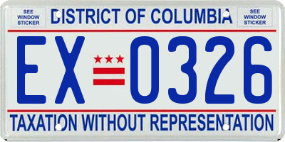 DC license plate EX0326