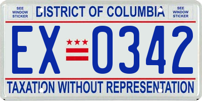 DC license plate EX0342