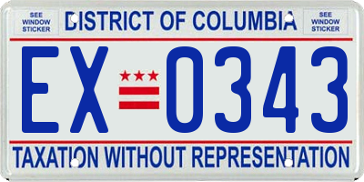 DC license plate EX0343