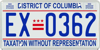 DC license plate EX0362