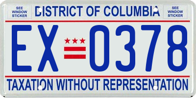 DC license plate EX0378