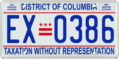 DC license plate EX0386