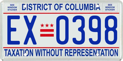 DC license plate EX0398