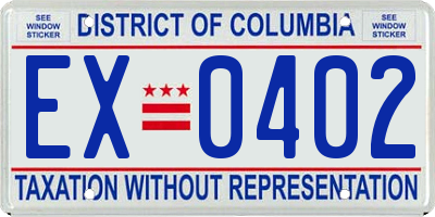 DC license plate EX0402