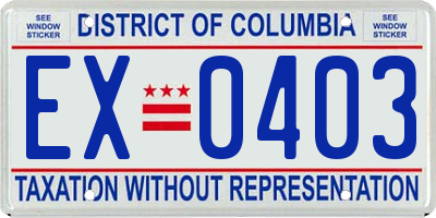 DC license plate EX0403