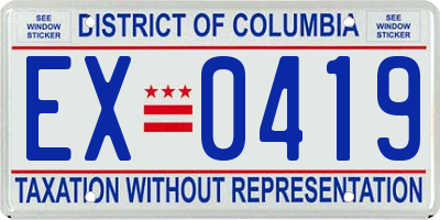 DC license plate EX0419