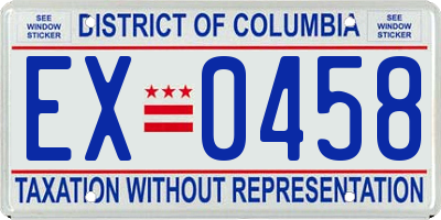 DC license plate EX0458