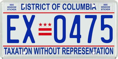 DC license plate EX0475