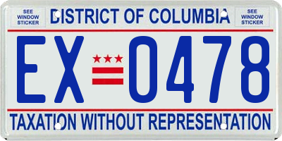 DC license plate EX0478