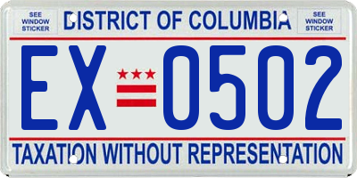 DC license plate EX0502