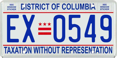 DC license plate EX0549