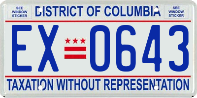 DC license plate EX0643