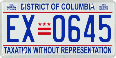 DC license plate EX0645