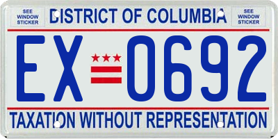 DC license plate EX0692