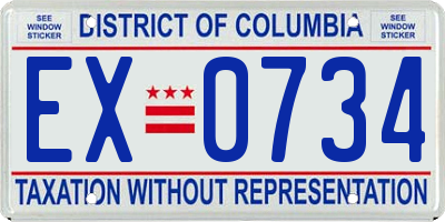 DC license plate EX0734