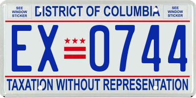 DC license plate EX0744