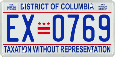 DC license plate EX0769