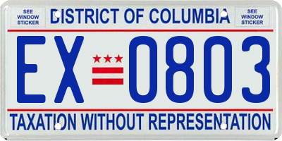 DC license plate EX0803