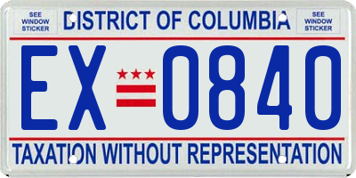 DC license plate EX0840