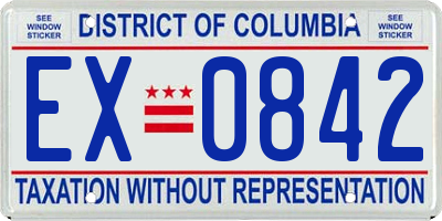 DC license plate EX0842