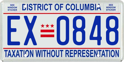 DC license plate EX0848