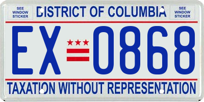 DC license plate EX0868