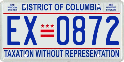 DC license plate EX0872