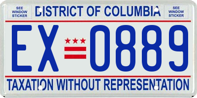 DC license plate EX0889