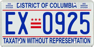 DC license plate EX0925