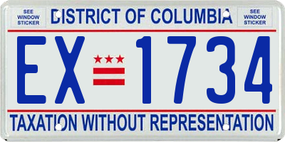 DC license plate EX1734