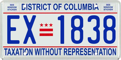 DC license plate EX1838