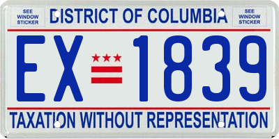 DC license plate EX1839